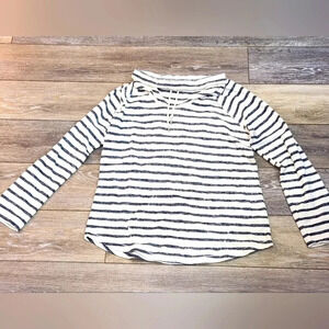 Style & Co. Black and White Striped Cowl Neck Sweater